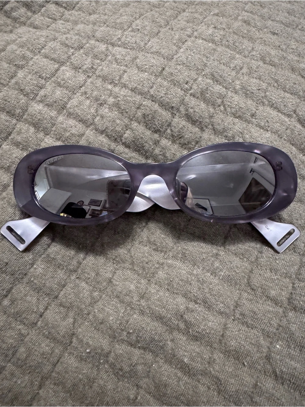 Gucci Purple-Gray Oval Women's Sunglasses